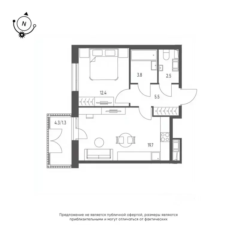 1-к кв. Омская область, Омск Зеленая река мкр, 14 (45.2 м) - Фото 0