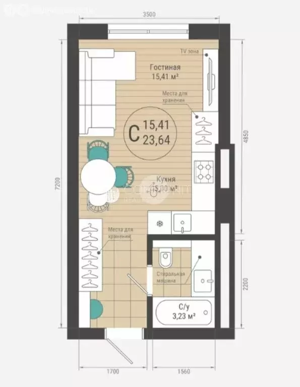 Квартира-студия: Уфа, Бакалинская улица, 4 (23.64 м) - Фото 1