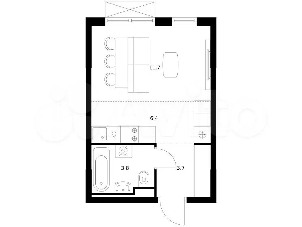 Квартира-студия, 25,6 м, 12/22 эт. - Фото 0