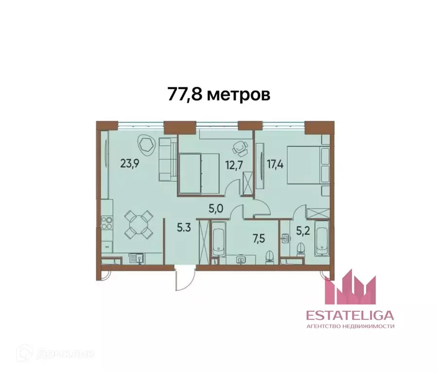Продаётся 2-к квартира, 77.8 м - Фото 1