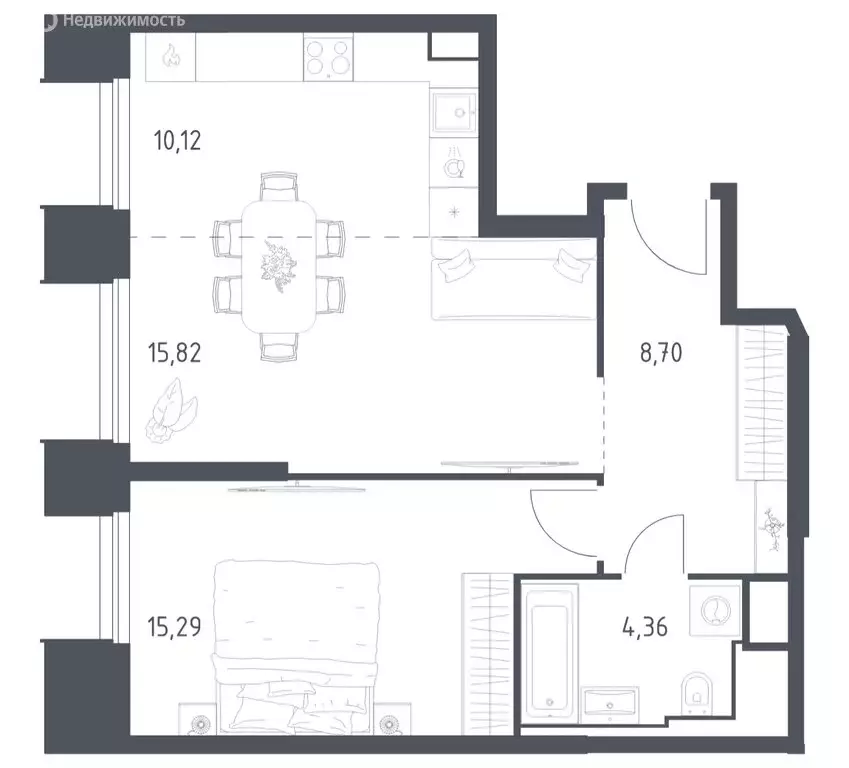 1-комнатная квартира: Красногорск, жилой комплекс Спутник, 19 (54.29 ... - Фото 1
