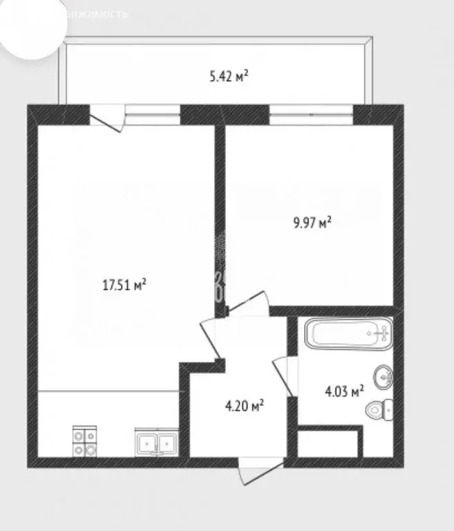 1-комнатная квартира: Тюмень, улица Вадима Бованенко, 5 (35.8 м) - Фото 1
