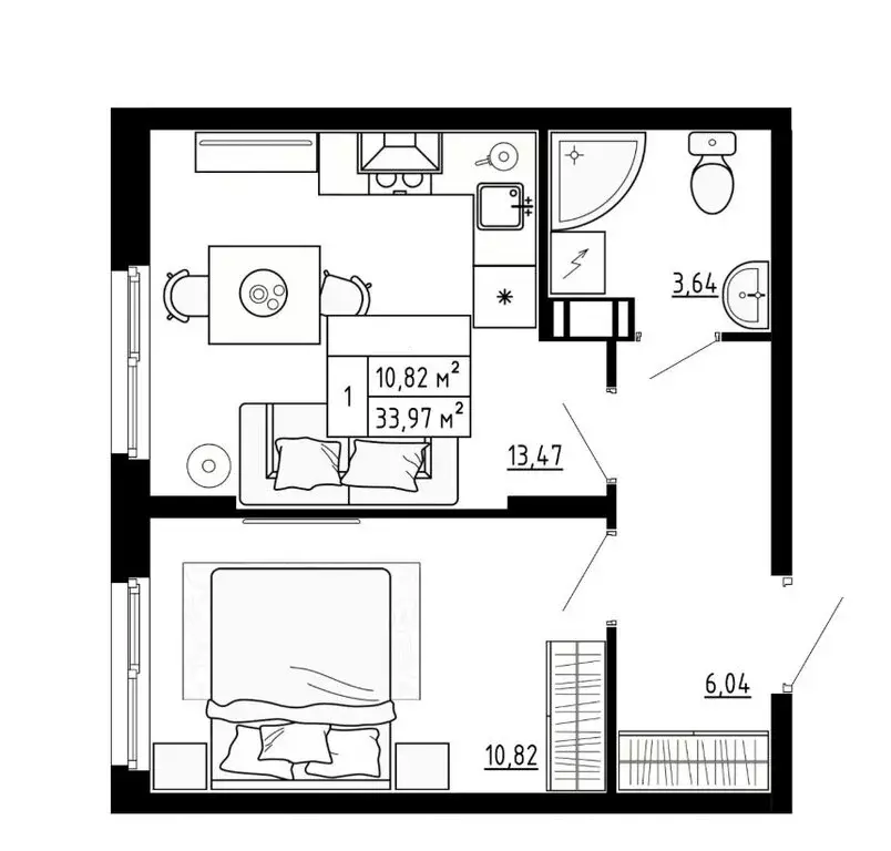 1-комнатная квартира: посёлок Аннино, улица Якова Золина, 19 (34 м) - Фото 1