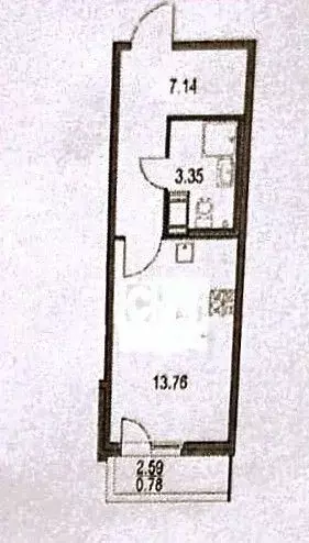 Студия Санкт-Петербург Богатырский просп., 2А (24.4 м) - Фото 2
