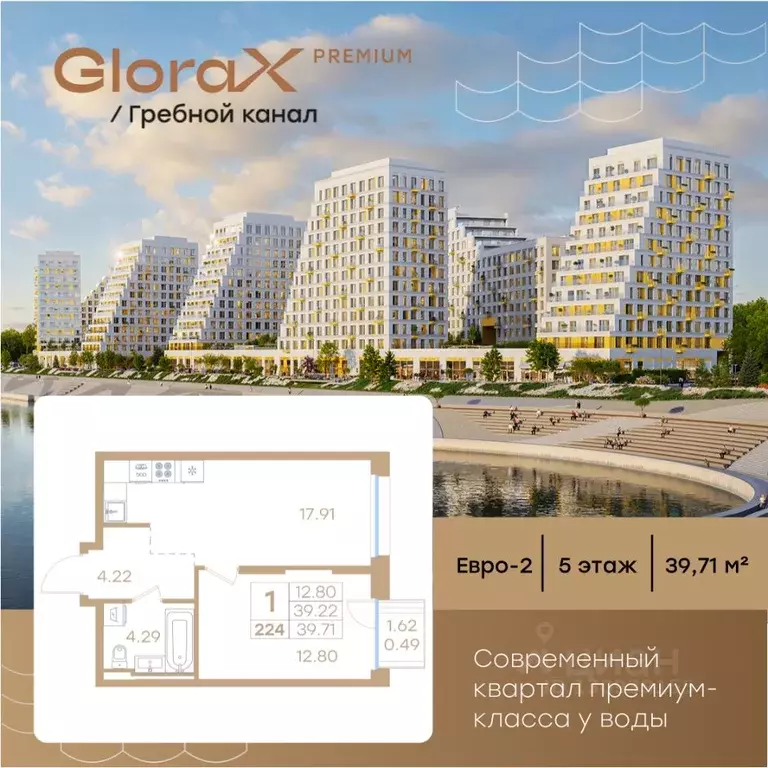 1-к кв. Нижегородская область, Нижний Новгород Глоракс Премиум Гребной ... - Фото 0