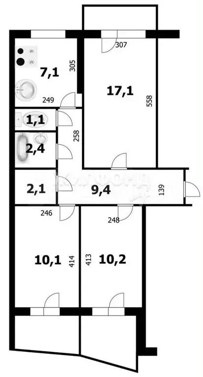 3-к. квартира, 60 м, 9/9 эт. - Фото 0