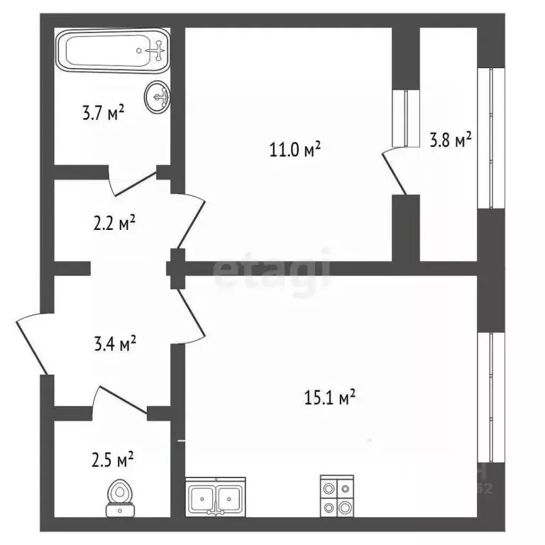 1-к кв. Челябинская область, Челябинск просп. Ленина, 4Д (37.9 м) - Фото 2