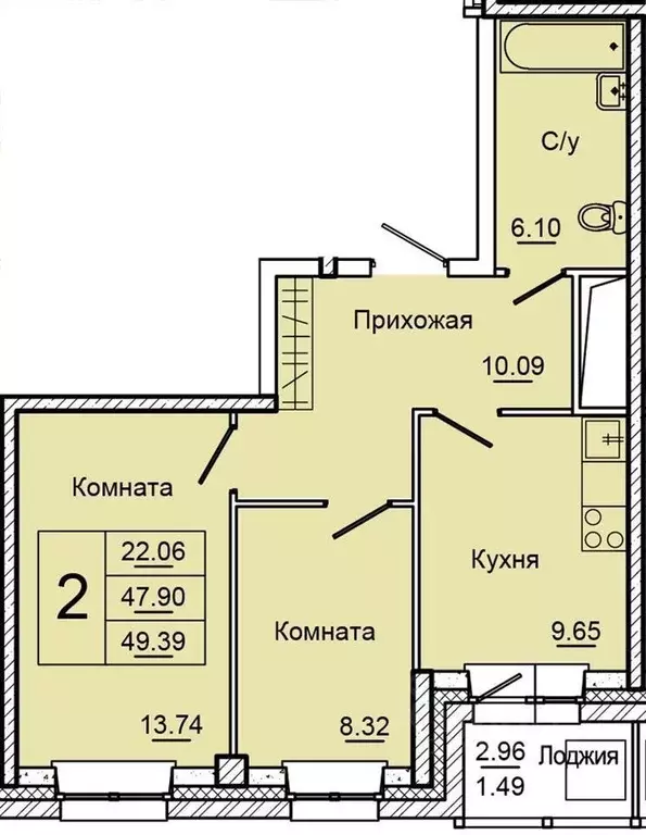 2-к кв. Красноярский край, Красноярск Дудинская ул., 2Д (49.0 м) - Фото 0