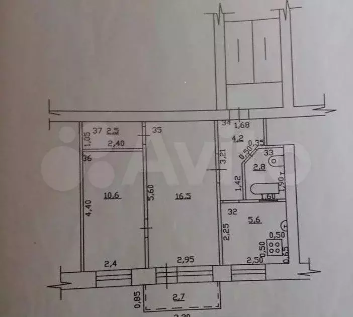 2-к. квартира, 43 м, 4/5 эт. - Фото 0