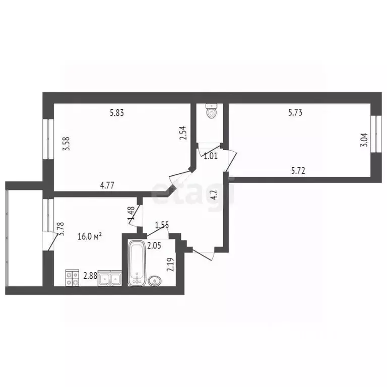 2-к кв. Мордовия, Саранск ул. Кирова, 31 (64.3 м) - Фото 1