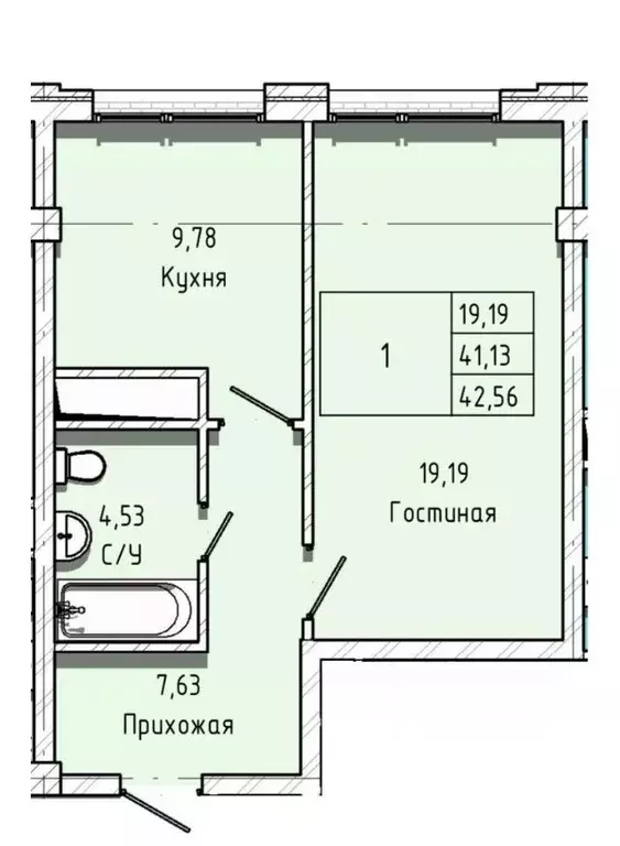 1-к кв. Кабардино-Балкария, Нальчик Московская ул., 14 (42.56 м) - Фото 1