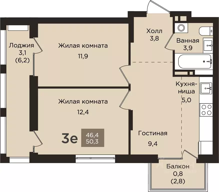 3-к кв. Пермский край, Пермь ул. Капитана Гастелло, 21 (50.3 м) - Фото 1