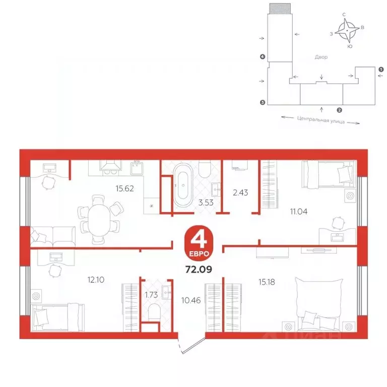 4-к кв. Тюменская область, Тюменский муниципальный округ, с. Горьковка ... - Фото 0