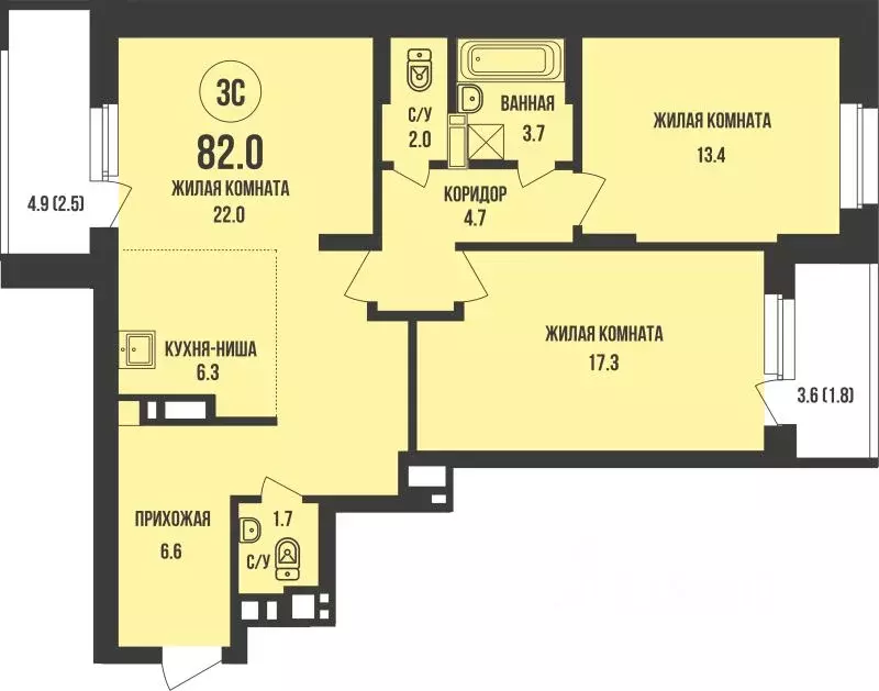 3-к кв. Новосибирская область, Новосибирск ул. Имени генерал-майора ... - Фото 1
