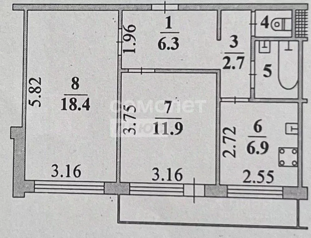 2-к кв. Липецкая область, Липецк бул. Сергея Есенина, 4 (49.8 м) - Фото 1