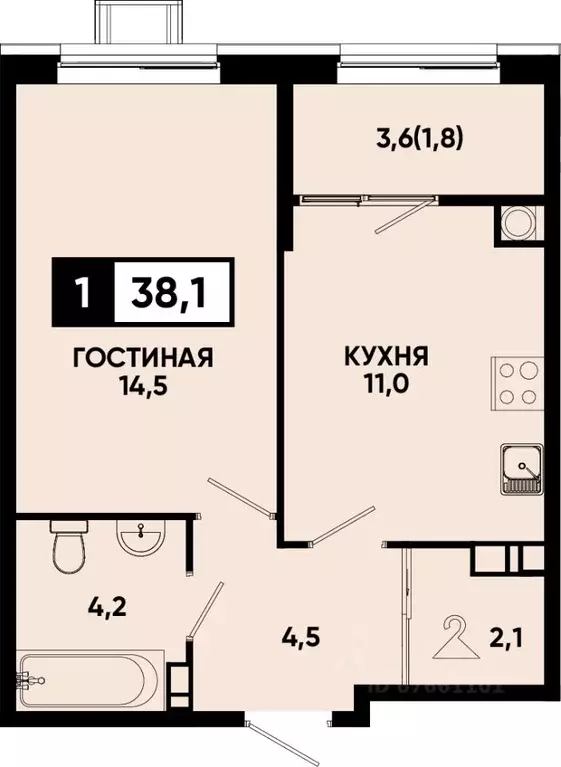 1-к кв. Ставропольский край, Кисловодск Моя Легенда жилой комплекс ... - Фото 1