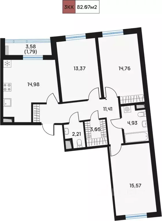 3-к кв. Санкт-Петербург 7-я Васильевского острова линия, 84 (82.65 м) - Фото 0