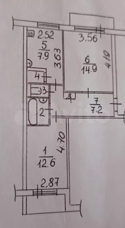 2-к. квартира, 50 м, 3/5 эт. - Фото 0