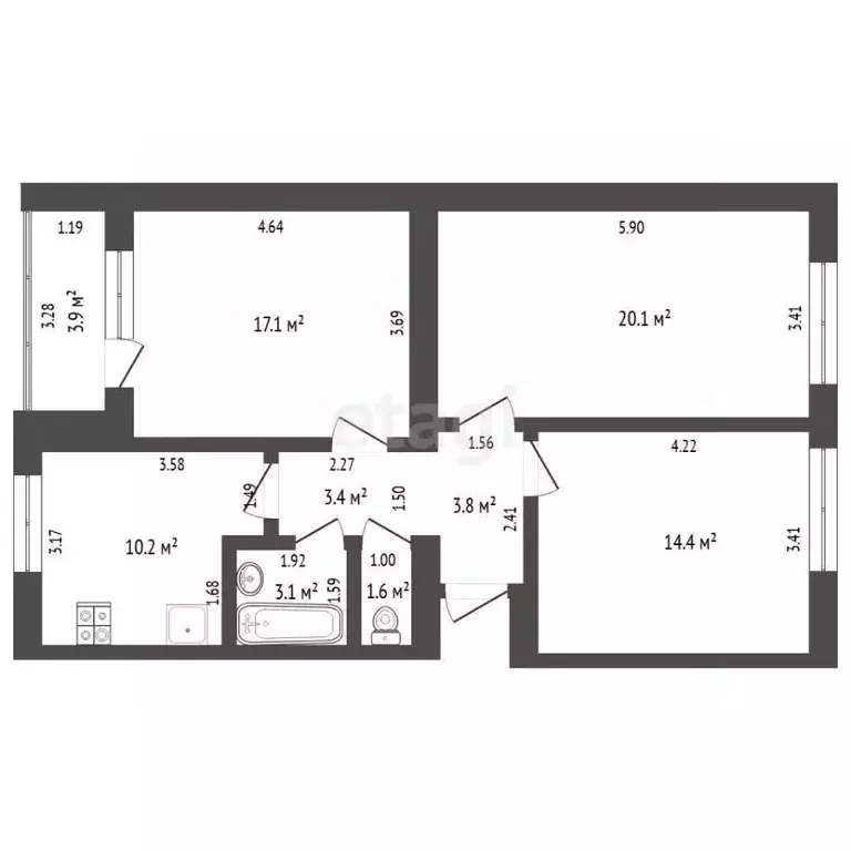 3-к кв. Тюменская область, Заводоуковск Советская ул., 10 (73.7 м) - Фото 1