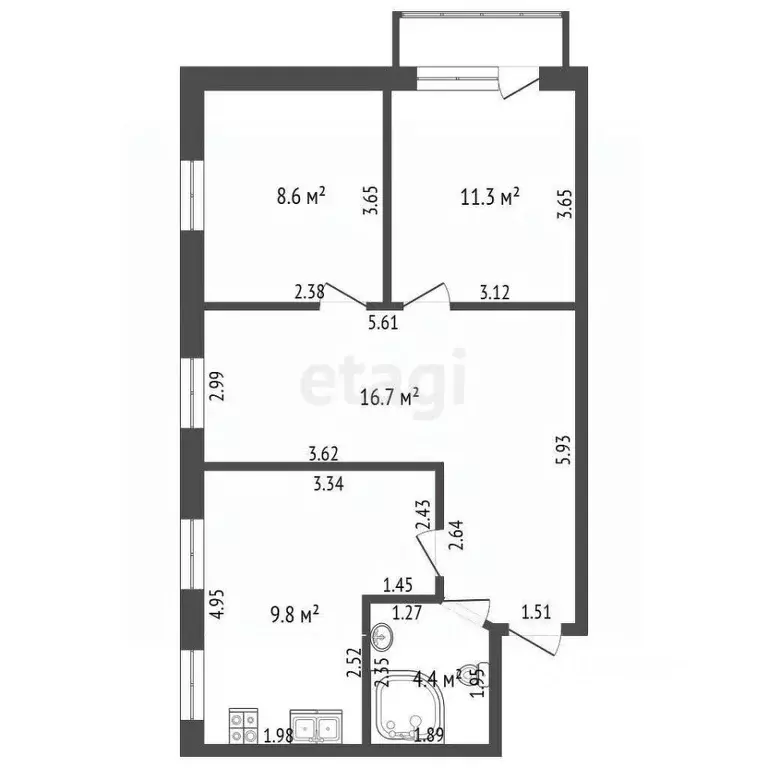 3-к кв. Саха (Якутия), Жатай городской округ, Жатай рп ул. Северная, ... - Фото 2