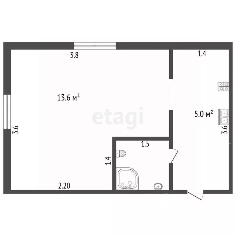 Студия Крым, Феодосия муниципальный округ, Щебетовка пгт ул. ... - Фото 2