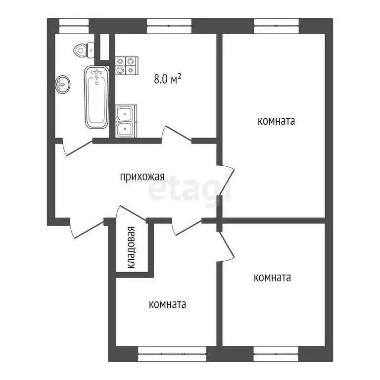 3-комнатная квартира: Навашино, улица Ленина, 17 (50.2 м) - Фото 0