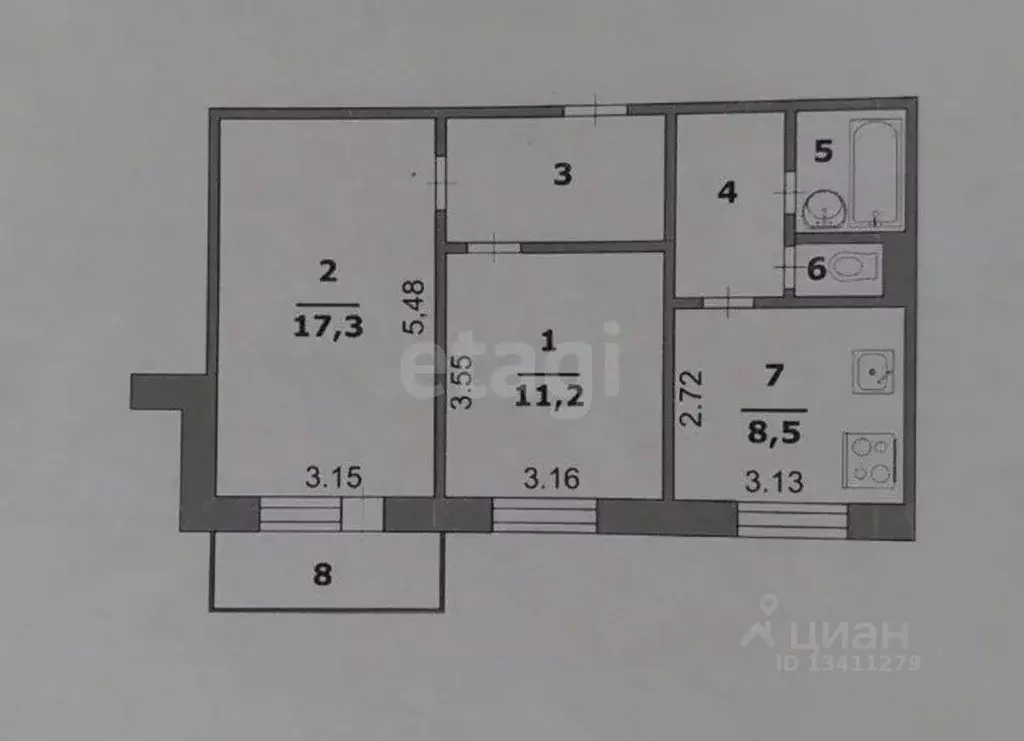 2-к кв. Белгородская область, Белгород бул. Юности, 21к1 (50.0 м) - Фото 1