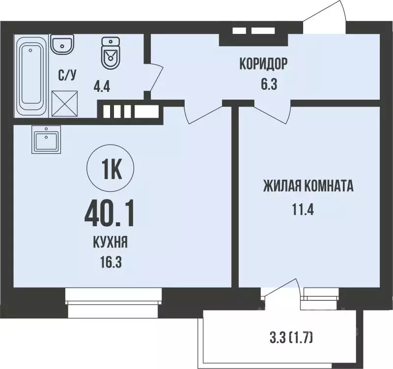 1-к кв. Новосибирская область, Новосибирск ул. Имени генерал-майора ... - Фото 1