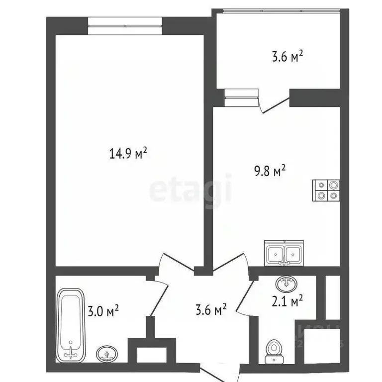 1-к кв. Московская область, Красногорск бул. Космонавтов, 12к1 (34.8 ... - Фото 1