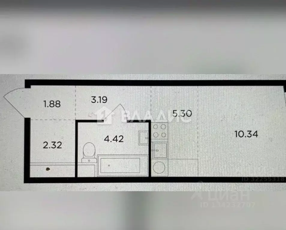 Студия Москва Электролитный проезд, 7 (27.9 м) - Фото 2