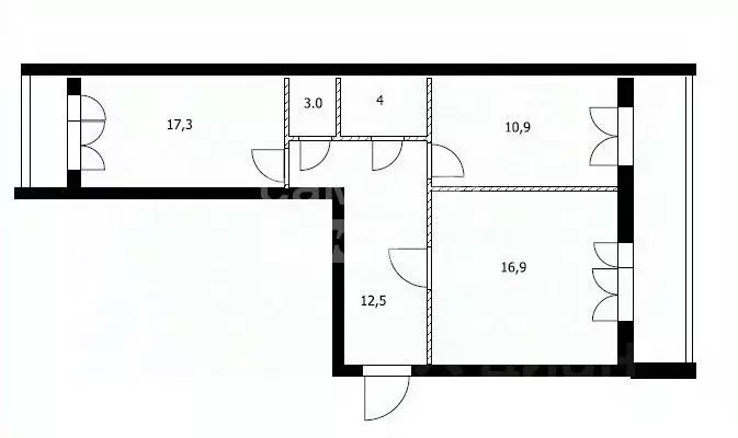 2-к кв. Томская область, Томск Учебная ул., 8 (62.1 м) - Фото 2