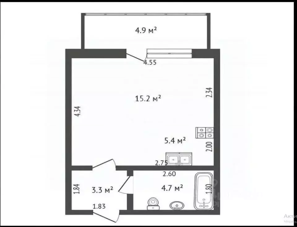 Студия Коми, Сыктывкар Сысольское ш., 84 (33.5 м) - Фото 2