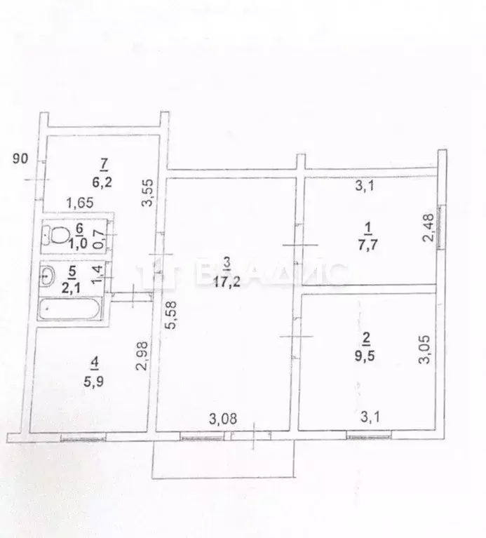 3-к кв. Нижегородская область, Балахна ул. Розы Люксембург, 4 (49.6 м) - Фото 2