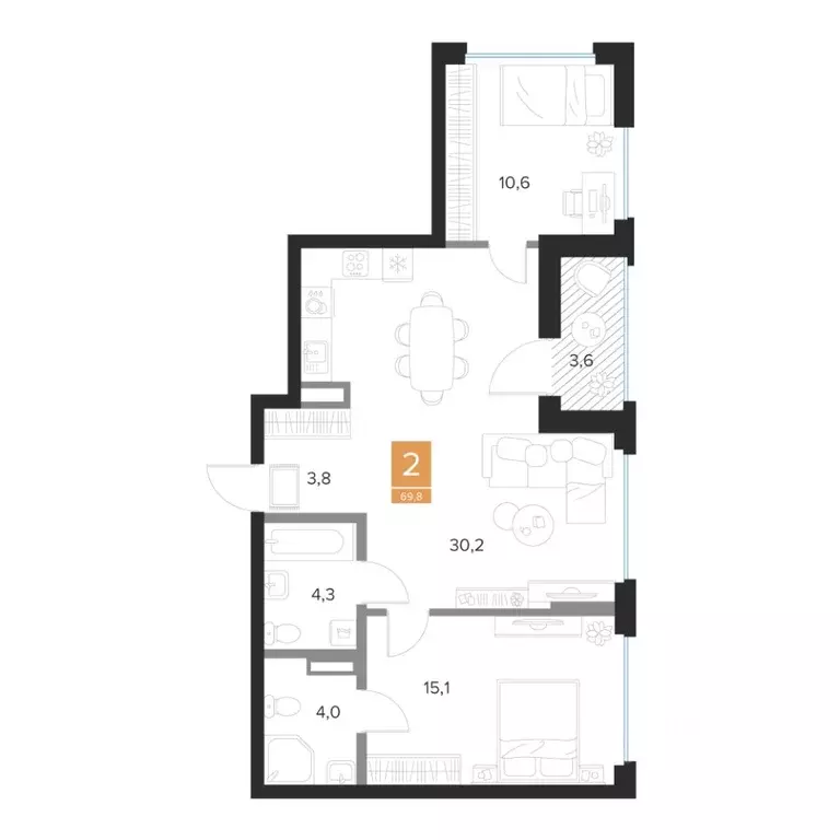 2-к кв. Курская область, Курск Парковый квартал Чувства жилой комплекс ... - Фото 1