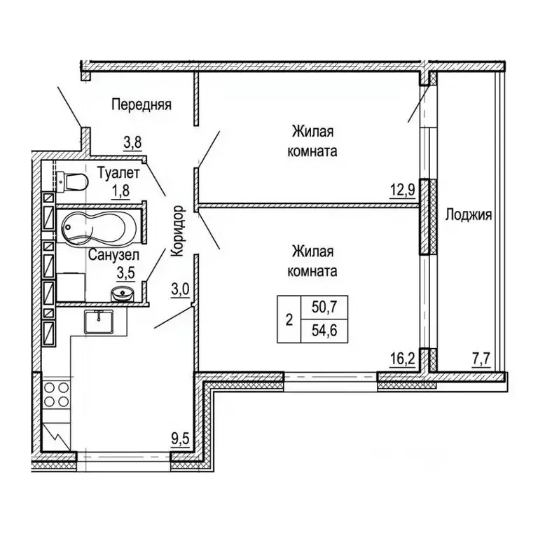 2-к кв. Приморский край, Владивосток На Черняховского жилой квартал,  ... - Фото 0