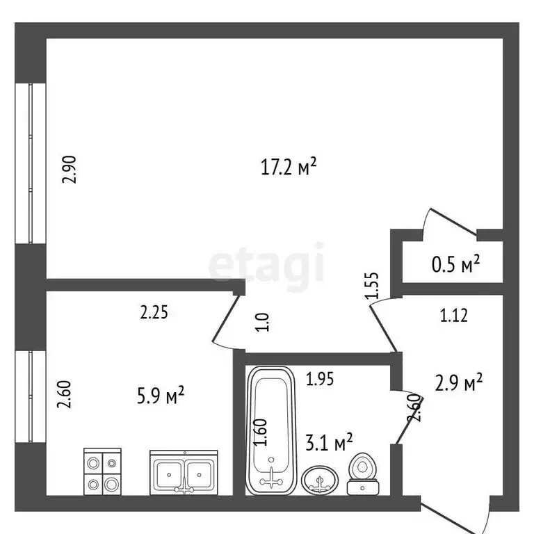 1-комнатная квартира: Стерлитамак, улица Дружбы, 47 (29.6 м) - Фото 1
