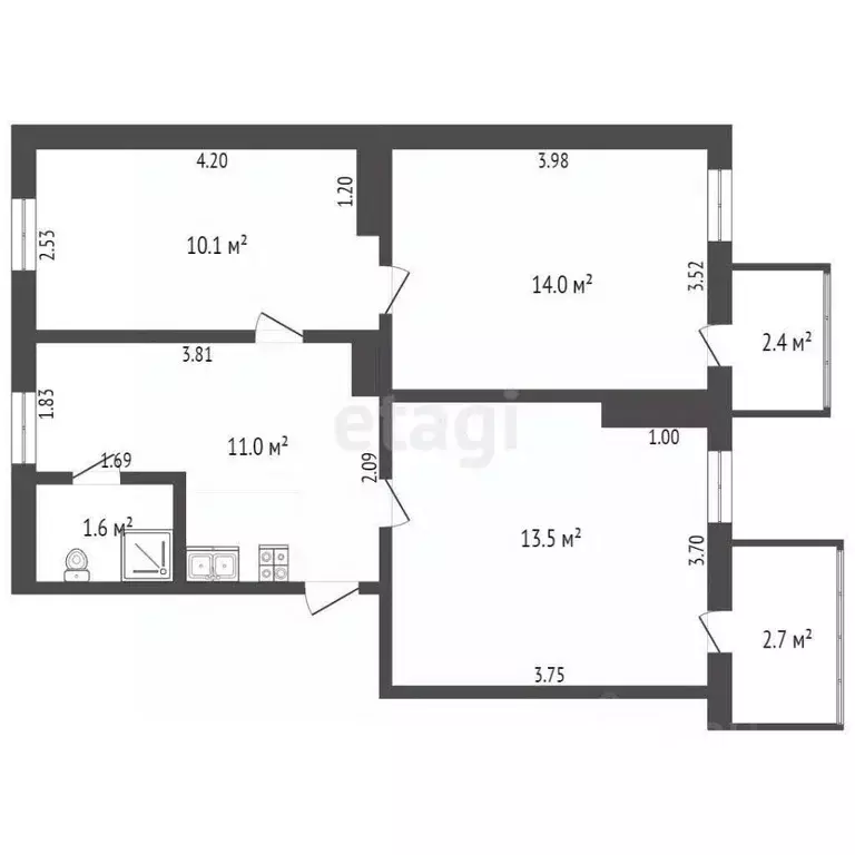 3-к кв. Ростовская область, Ростов-на-Дону ул. Седова, 69 (50.2 м) - Фото 1