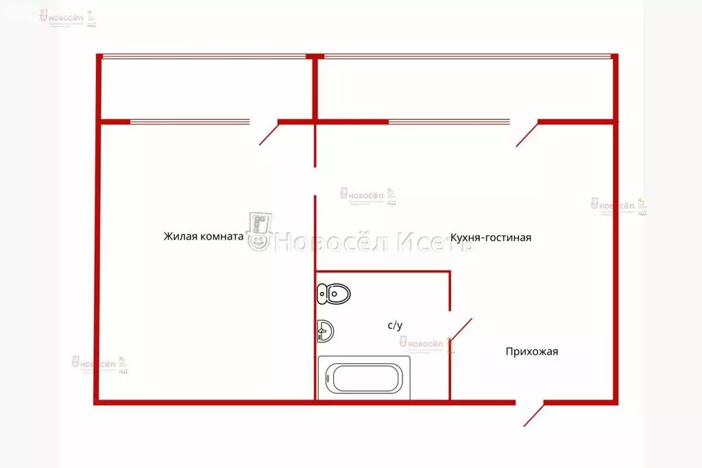 1-комнатная квартира: село Косулино, улица Огородников, 51 (36 м) - Фото 0