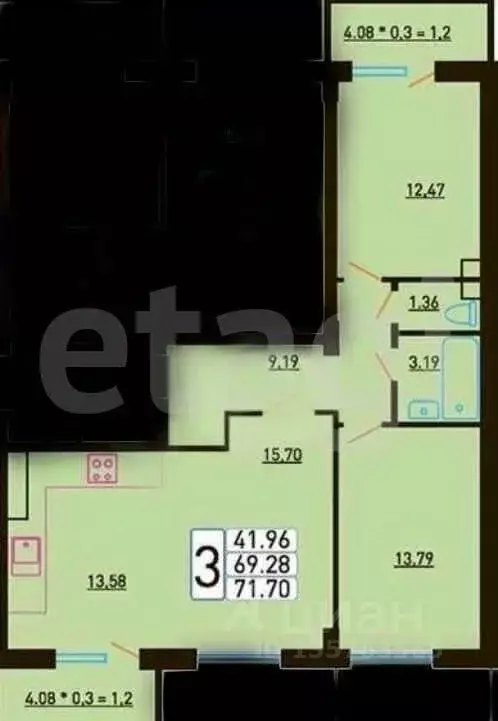 3-к кв. Краснодарский край, Анапа ул. Объездная, 39к2 (71.7 м) - Фото 2