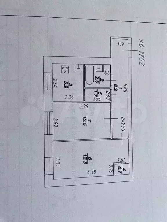 2-к. квартира, 44,2 м, 2/5 эт. - Фото 0