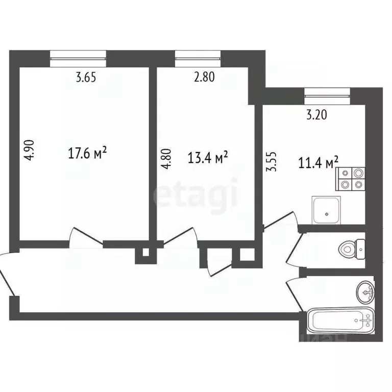 2-к кв. Псковская область, Псков Советская ул., 1/3 (58.7 м) - Фото 2