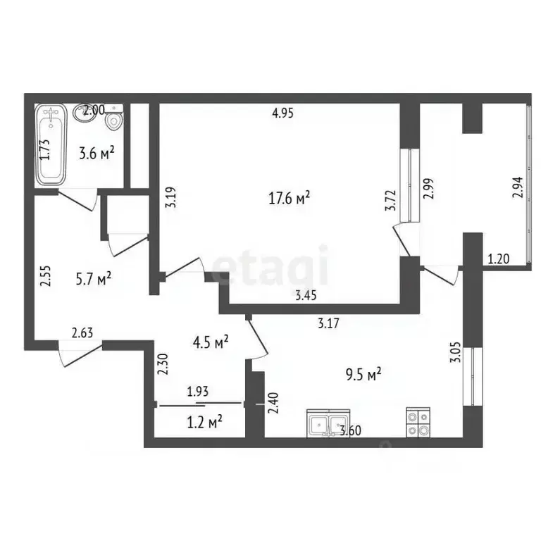 1-к кв. Крым, Ялта ул. Красных Партизан, 26 (43.0 м) - Фото 2