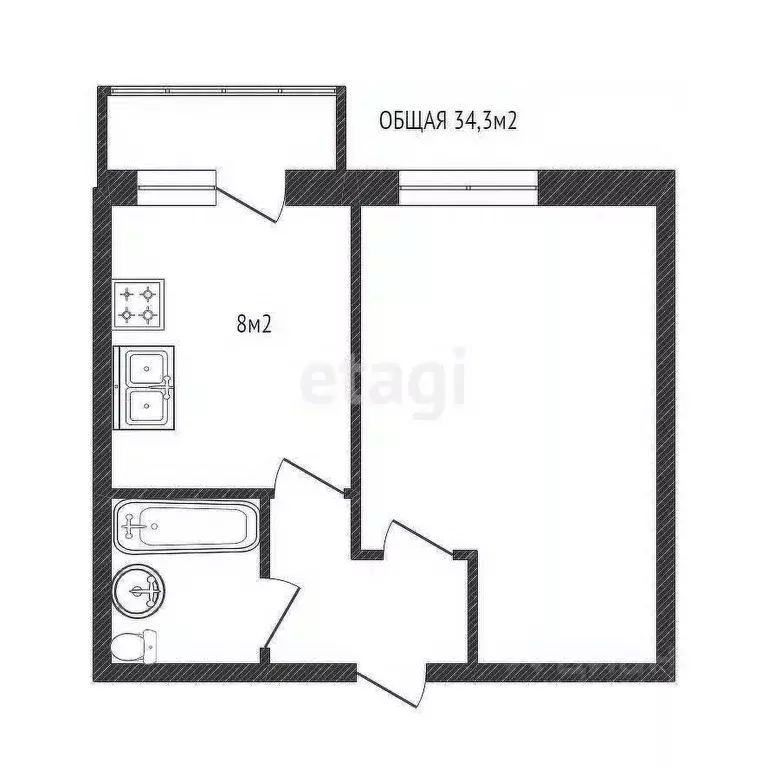 1-к кв. Калининградская область, Светлогорск Пригородная ул., 42 (34.3 ... - Фото 2