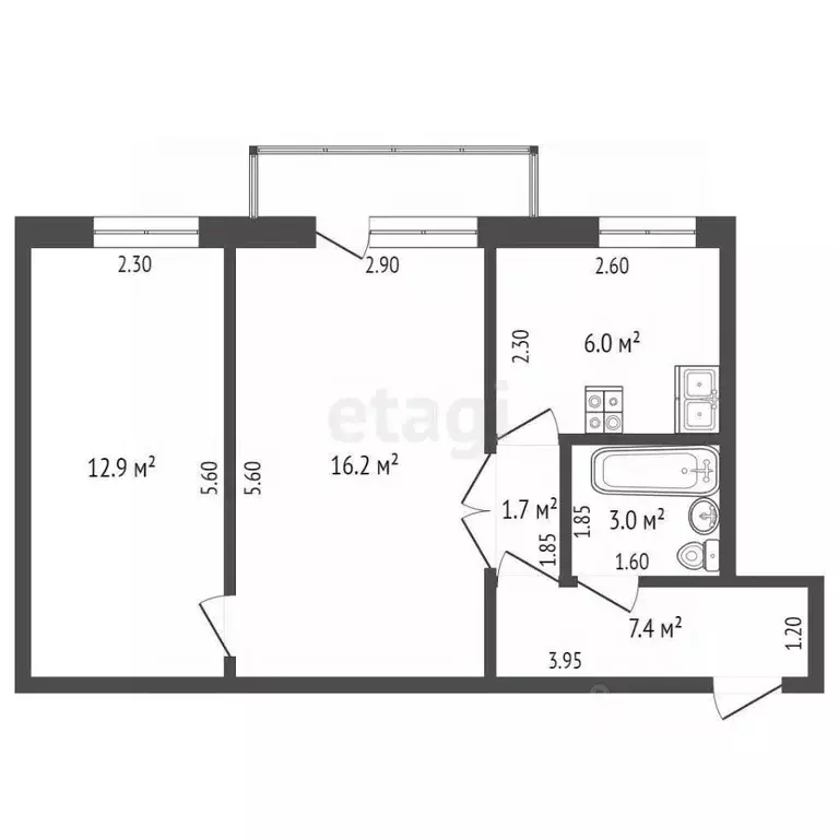 2-к кв. Архангельская область, Коряжма ул. Космонавтов, 6 (44.5 м) - Фото 1