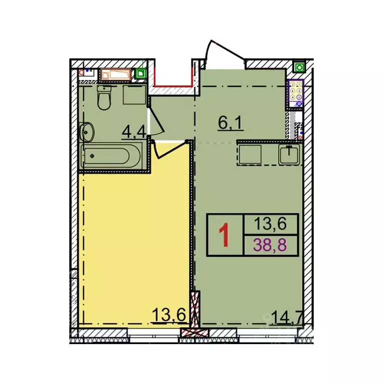 1-к кв. Нижегородская область, Нижний Новгород Квартет жилой комплекс ... - Фото 1