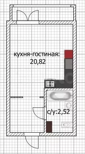 Квартира-студия, 22,1 м, 9/18 эт. - Фото 0