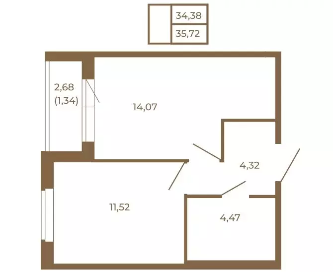 1-комнатная квартира: Сертолово, ЖК Новая История (35.72 м) - Фото 2