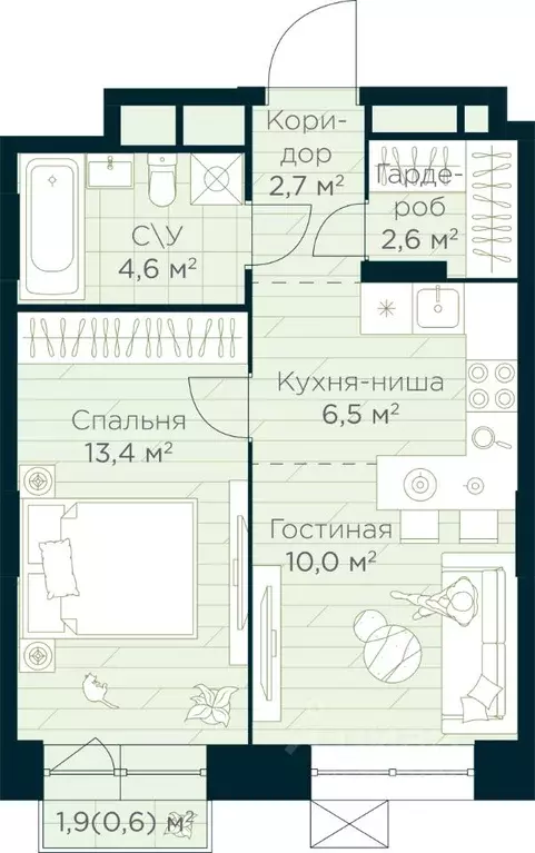 1-к кв. Башкортостан, Уфа Глумилино жилрайон, Урман Сити жилой ... - Фото 0