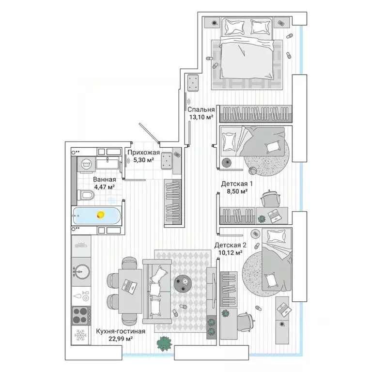 3-к кв. Приморский край, Владивосток ул. Нейбута (65.6 м) - Фото 1