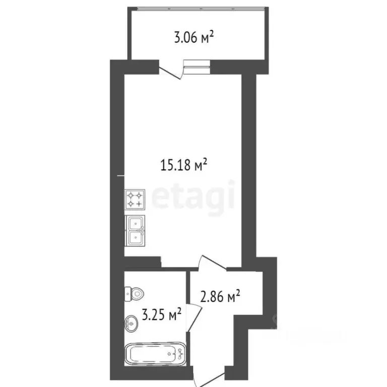 Студия Санкт-Петербург Планерная ул., 87к1 (22.3 м) - Фото 1